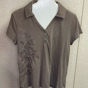 Floral Embroidered Polo Shirt